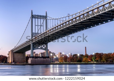Triborough Bridge or Robert F. Kennedy Bridge, at night, in Astoria, Queens, New York. USA Stock fotó © 
