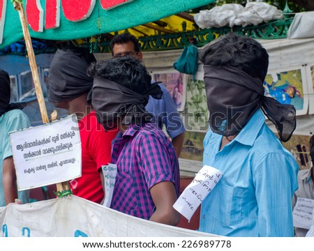 THIRUVANANTHAPURAM, INDIA 16 OCT: Protest in support urban indigenous people and migration in Thiruvananthapuram, Kerala, India on 16 Oct, 2014