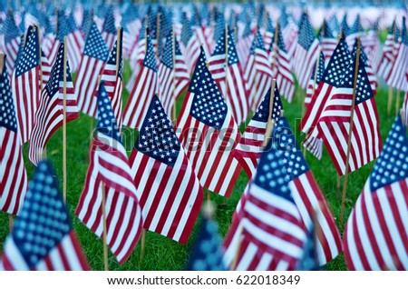 Similar – Image, Stock Photo American flag on street in New York City