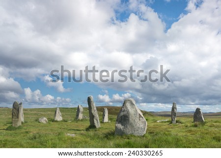 Megalithic stone circle of 3000 bc on the Isle of Lewis and Harris, Outer Hebrides, Scotland