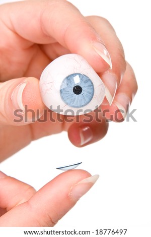 Finger Putting A Contact Lens On An Artificial Eye Stock Photo 18776497 ...