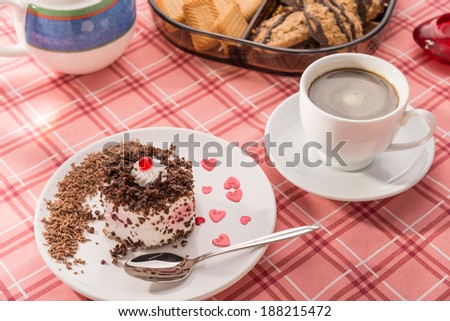 Coffee, sweet cake and cookies