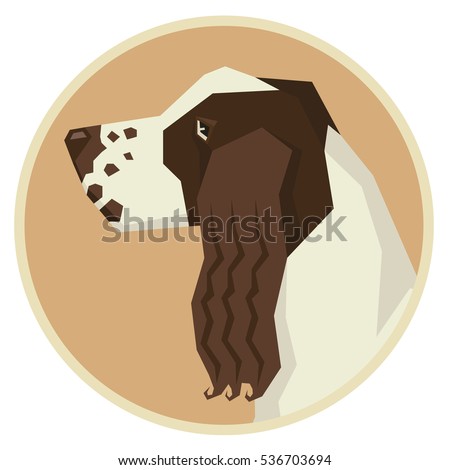 Dog collection English Springer Spaniel Geometric style icon round