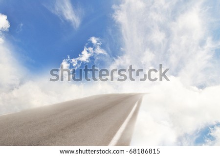 Heaven road turn into clouds on blue sky