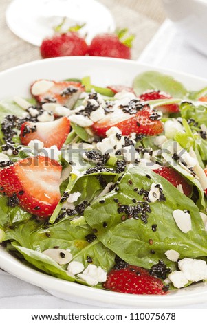 Fresh Homemade Strawberry Spinach Salad with sesame seed salad