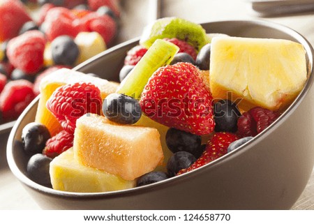 Fresh Organic Fruit Salad on a plate
