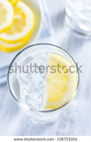 Refreshing Ice Cold Water with Lemon ready to drink