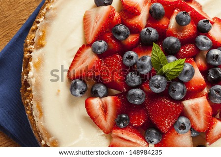 Homemade Strawberry and Blueberry Cheesecake for dessert