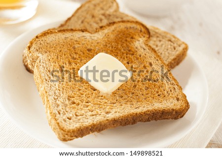 Whole Wheat Buttered Toast at Breakfast Time
