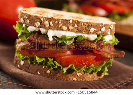 Fresh Homemade BLT Sandwich with Bacon Lettuce and Tomato