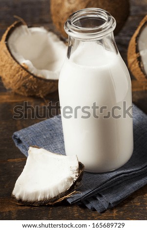 Fresh Organic Coconut Milk in a Bottle