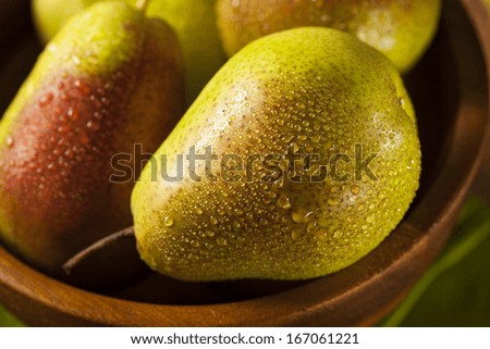 Green Organic Healthy Pears Ripe and Ready to Eat