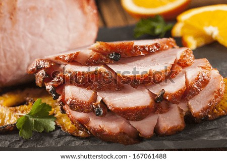 Traditional Sliced Honey Glazed Ham Ready for the Holidays