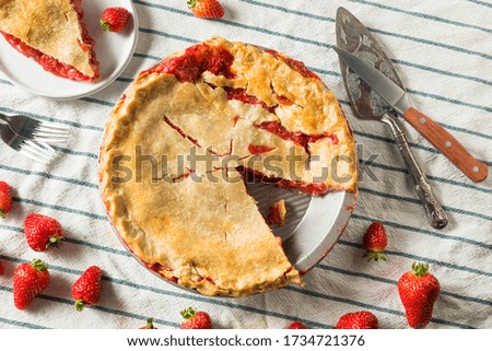 Similar – Image, Stock Photo Strawberry and rhubarb pie with a lattice crust. Fruits dessert