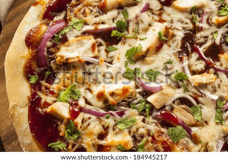 Homemade Barbecue Chicken Pizza with Onions and Cilantro