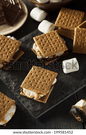 Homemade S\'mores with Marshmallows Chocolate and Graham Crackers