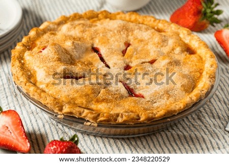 Similar – Image, Stock Photo Strawberry and rhubarb pie with a lattice crust. Fruits dessert