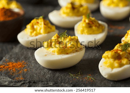Homemade Spicy Deviled Eggs with Paprika and Dill