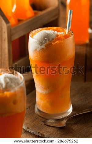 Orange Soda Creamsicle Ice Cream Float with a Straw