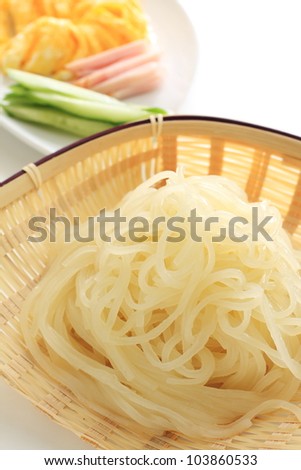 Preparation for cooking Japanese summer cold noodle