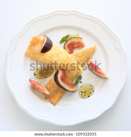 French food, Crepe and fig for gourmet dessert image