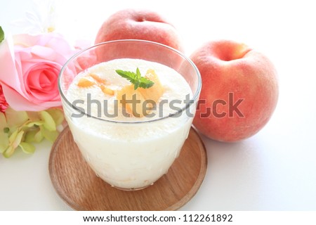 Freshness Peach smoothie on white background for healthy drink image