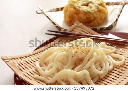 japanese food, cold udon with sesame on top