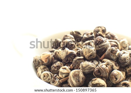 Chinese High Quality  Dragon pearl, close up of  Jasmine tea balls