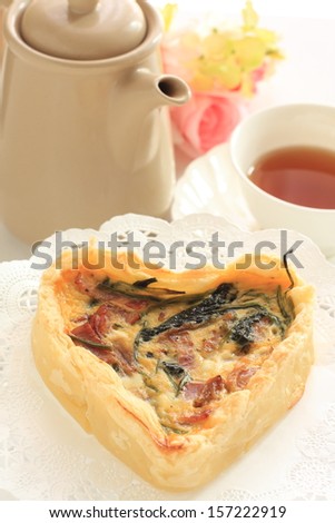 french food, Heart shaped Quiche and english tea