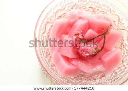 Japanese confectionery, sakura Jelly for spring food image