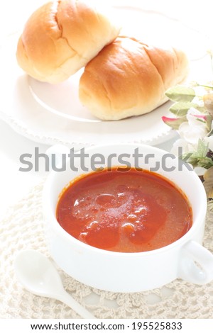 homemade tomato soup and butter roll