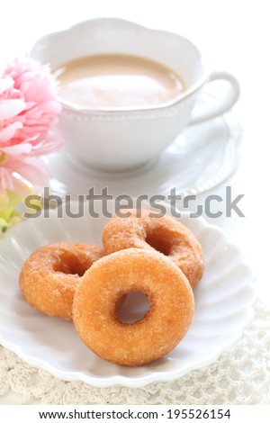 homemade mini donut and milk tea