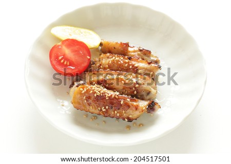 asian food, seared spicy honey chicken wing