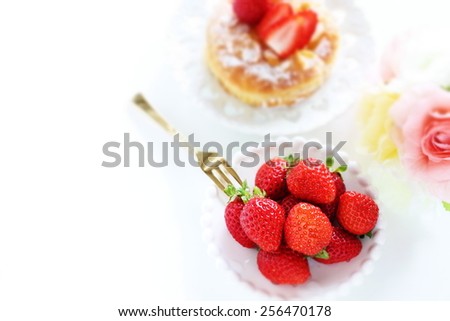 Spring food, Japanese strawberry and bread