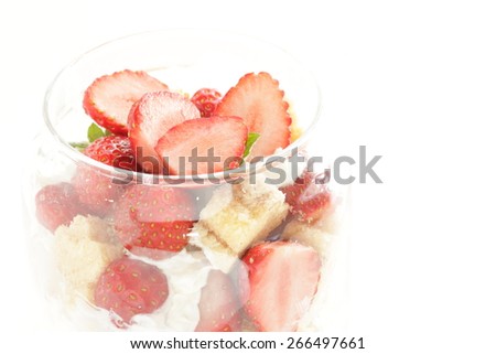 jar dessert, strawberry cake in glass bottle for Yorker food image