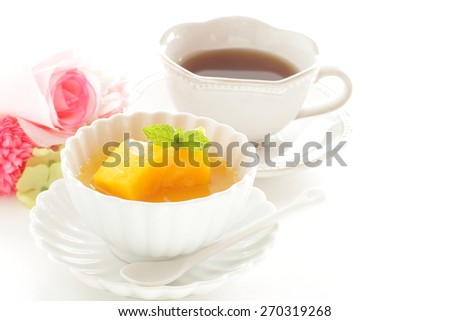Homemade Mango Kanten Jelly with English tea