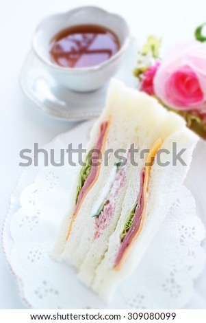 ham and cheese sandwich and english tea