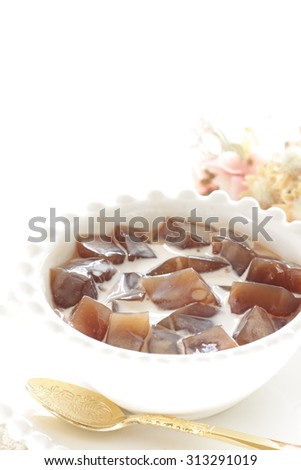 Homemade earl grey tea jelly for gourmet dessert image