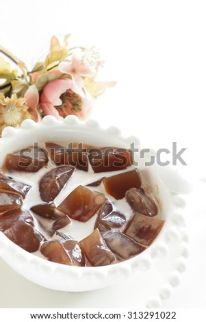 Homemade earl grey tea jelly for gourmet dessert image