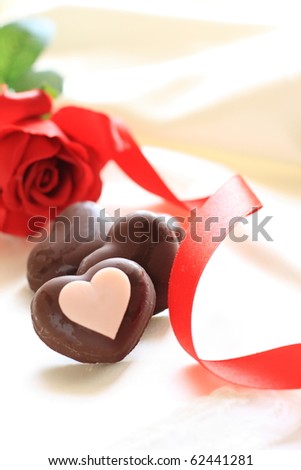 Rose and heart shape chocolate