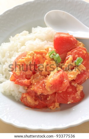 Chinese cuisine, tomato & egg stir fried on rice