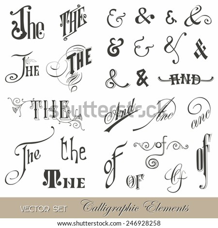 Calligraphic Ands and Thes - for design and scrapbook - in vector 