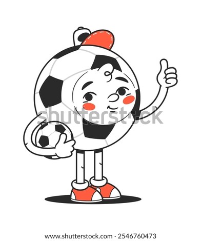 Soccer ball character gesturing thumbsup