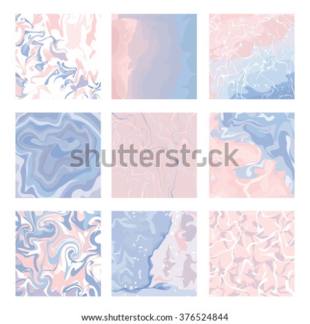Set of Marble Patterns – Abstract Texture with Soft Pastels Colors 2016 – in vector