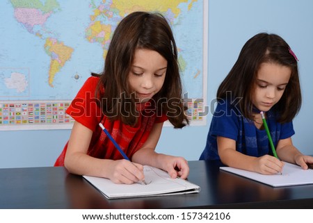 Students working on school work in a classroom