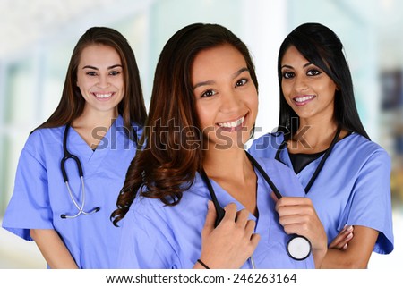 Group of nurses set in a hospital