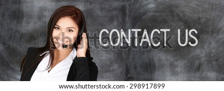 Young woman giving help as a customer service employee