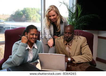 Business team working on a project for work