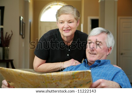 Senior couple making plans during their retirement