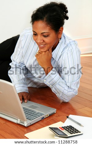 Minority woman working from home